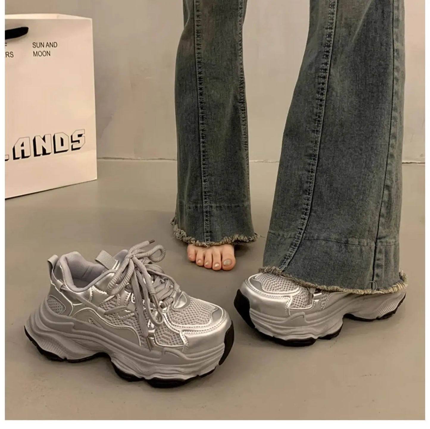 Sneakers Chunky Plataforma Mujer Primavera - Zapatillas Mesh Transpirables Antideslizantes