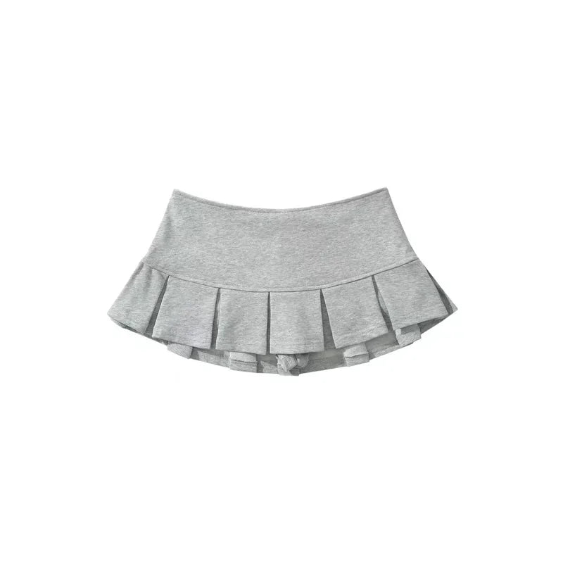Falda Y2K Mini Mujer Plisada - Falda Cintura Baja Gris Vintage Sexy