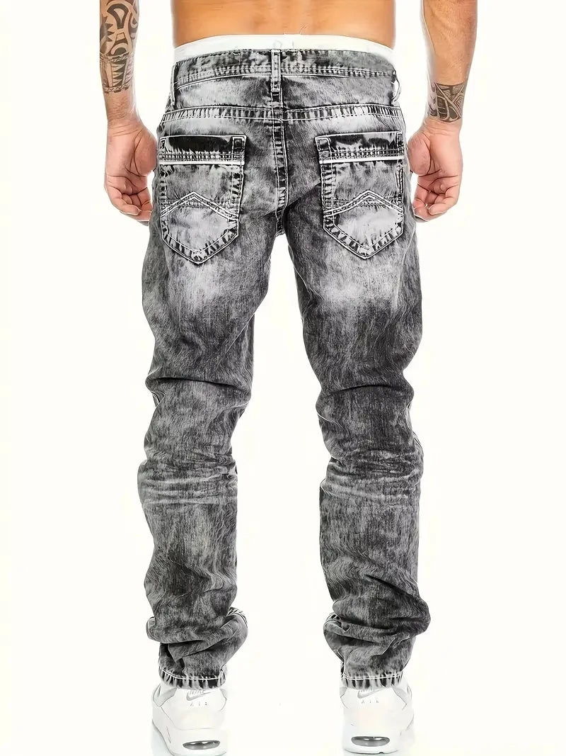Vaqueros Hombre Europeos Americanos Otoño - Jeans Slim Elásticos Lavado Vintage Streetwear