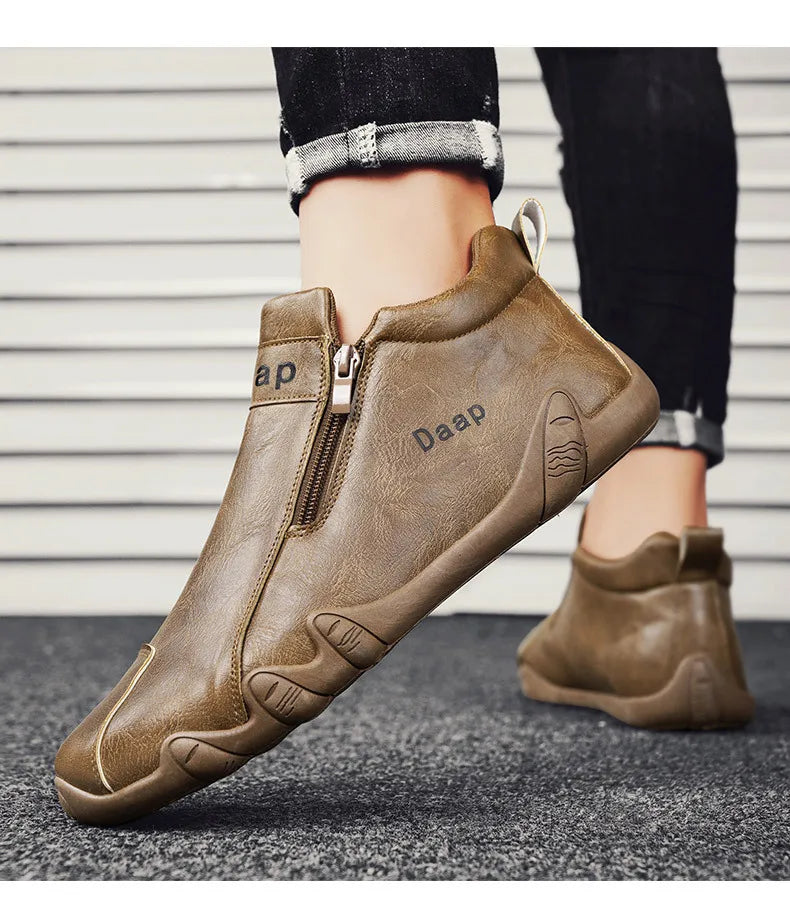 Botines Hombre Casual 2024 - Botas Tobillo Lujo Slip-On Ligeras Outdoor High Top