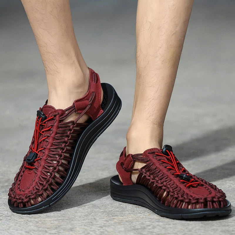 Sandalias Hombre Verano Tejidas - Outdoor Transpirables Slip-On Tallas Grandes