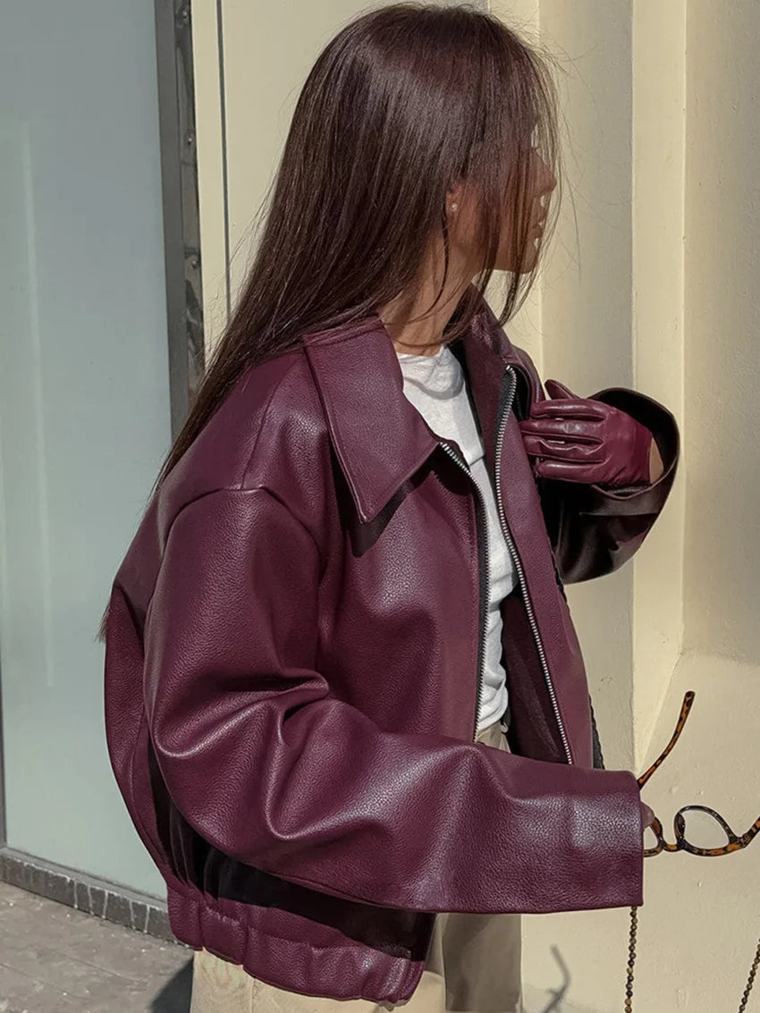 Chaqueta Cuero Roja Angola - Chaqueta Moto Streetwear 2024