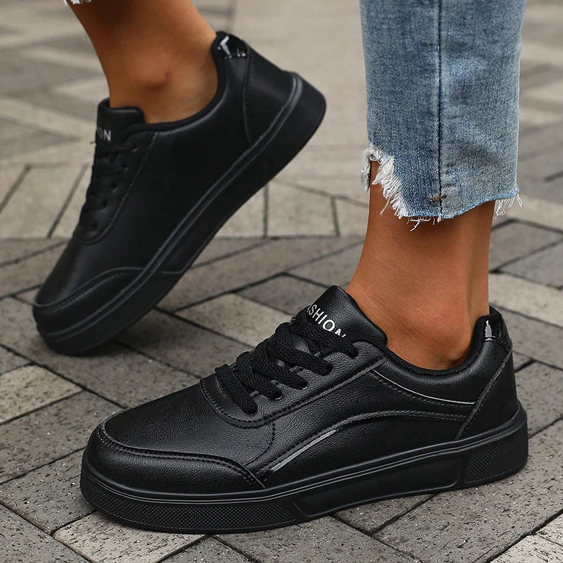 Sneakers Negros Fashion 2025 - Zapatillas Low Top Versátiles Cordones