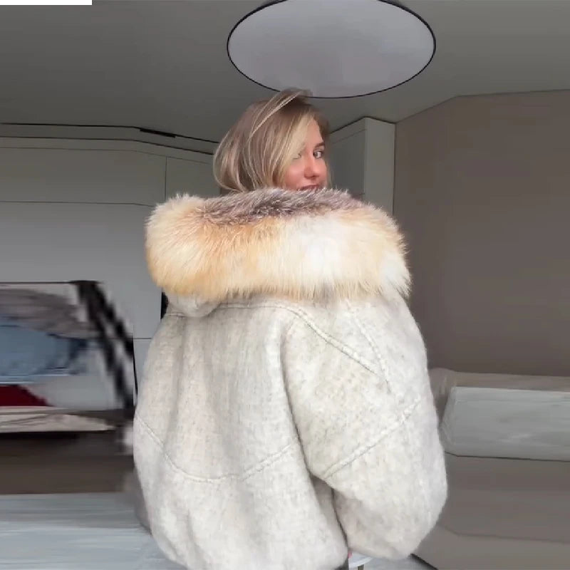 Chaqueta Mujer Cuello Piel Artificial - Chaqueta Vintage Oversize 2025