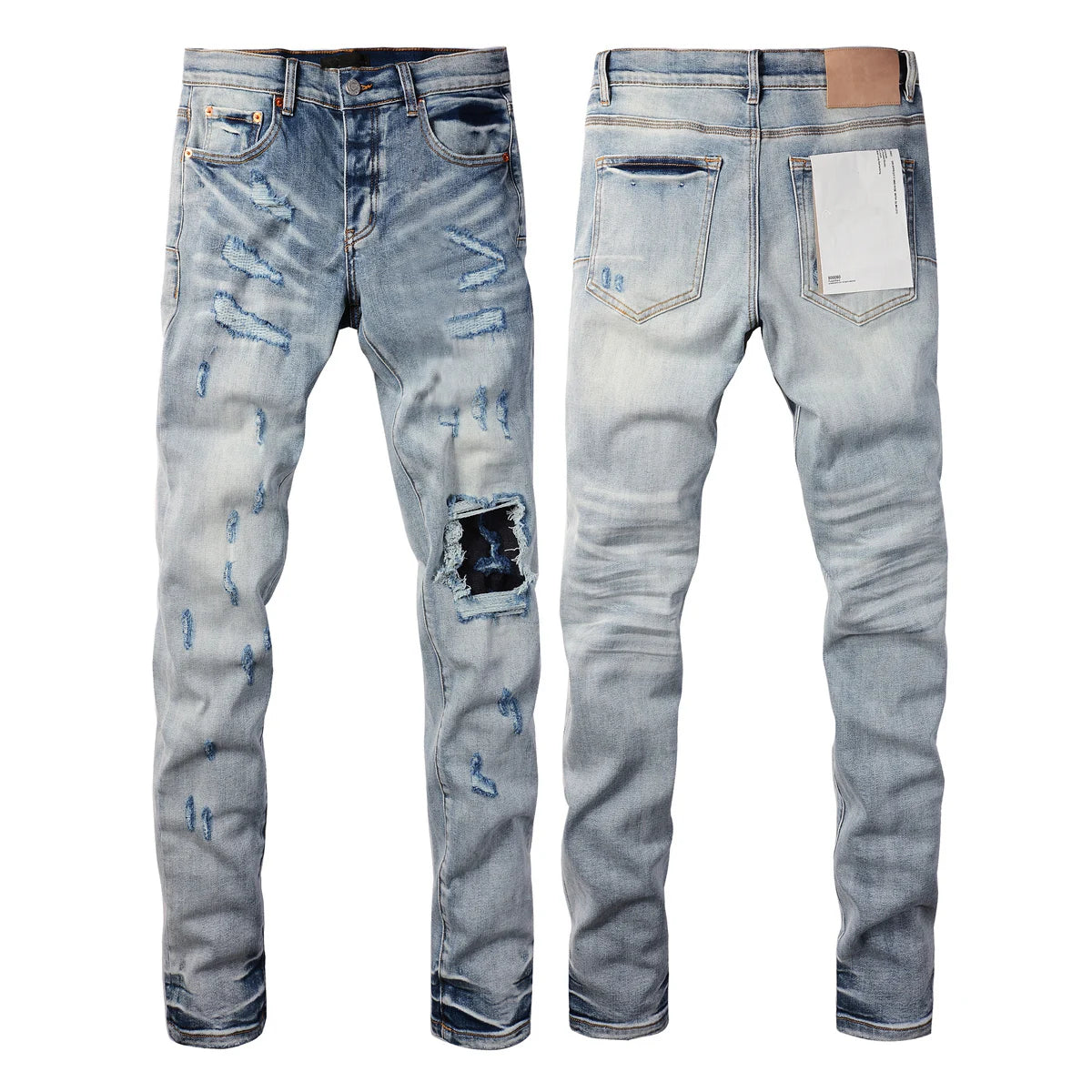 Vaqueros Hombre 2025 High Street Rotos - Jeans Skinny Desgastados Azul Cintura Baja Fashion