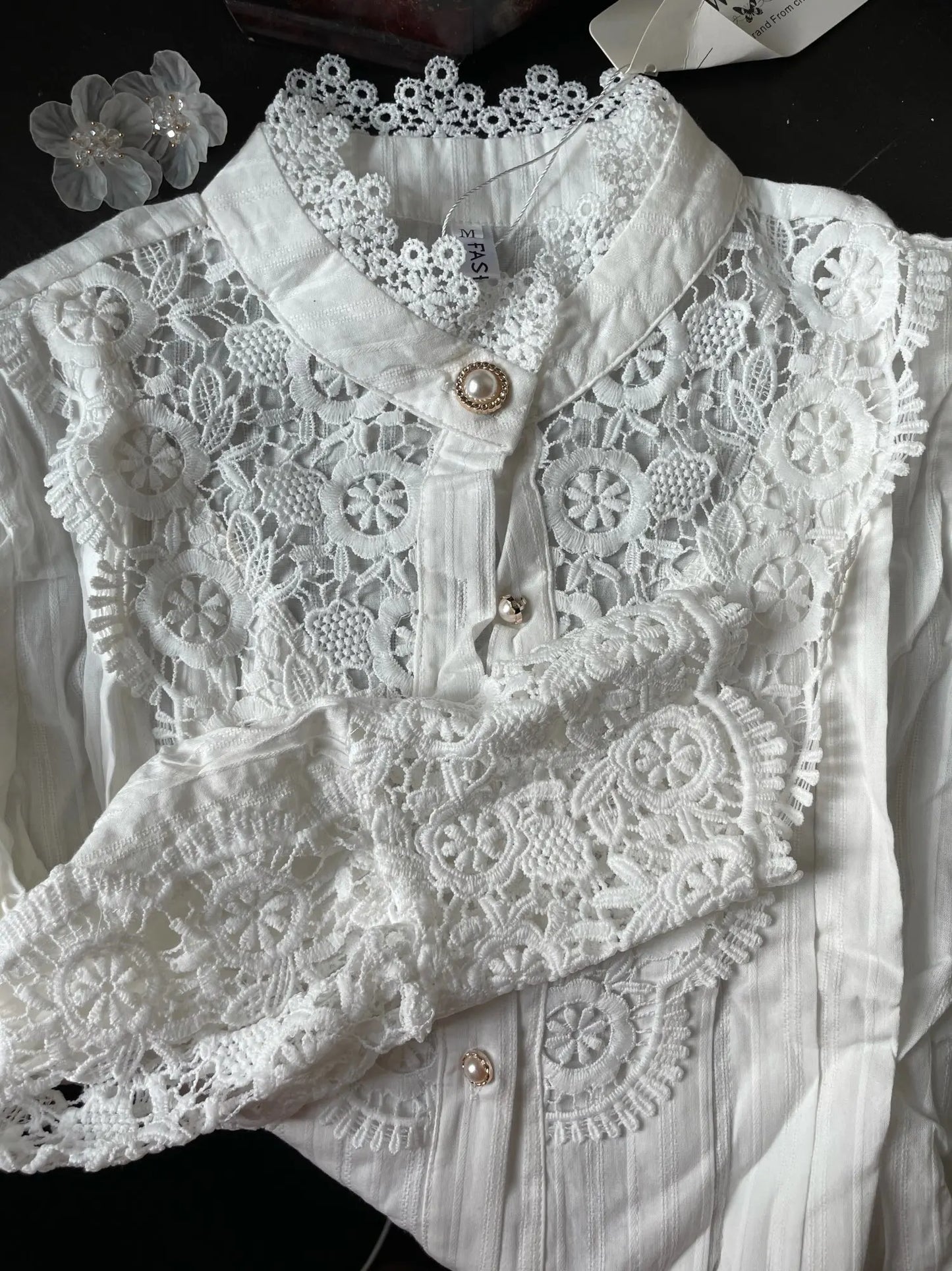 Blusa Encaje Mujer Manga Larga - Camisa Elegante Moda 2024