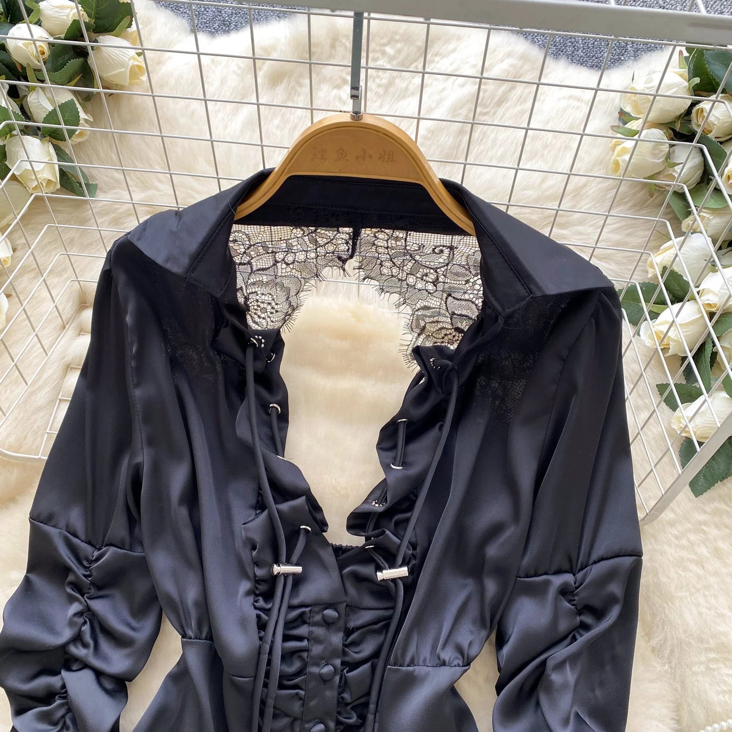 Blusa Mujer Sexy Encaje 2025 - Camisa Satén Cuello V Espalda Descubierta