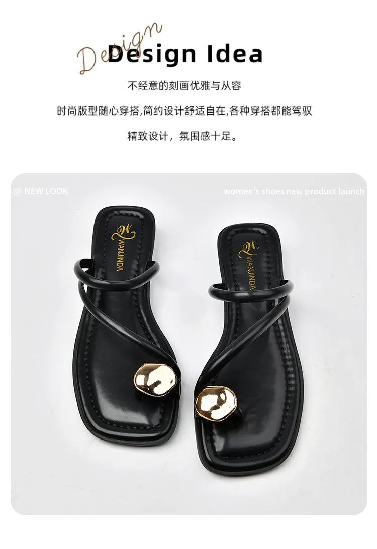 Sandalias Tacón Bajo Mujer 2025 - Zapatos Clip Toe Walking Verano Fashion