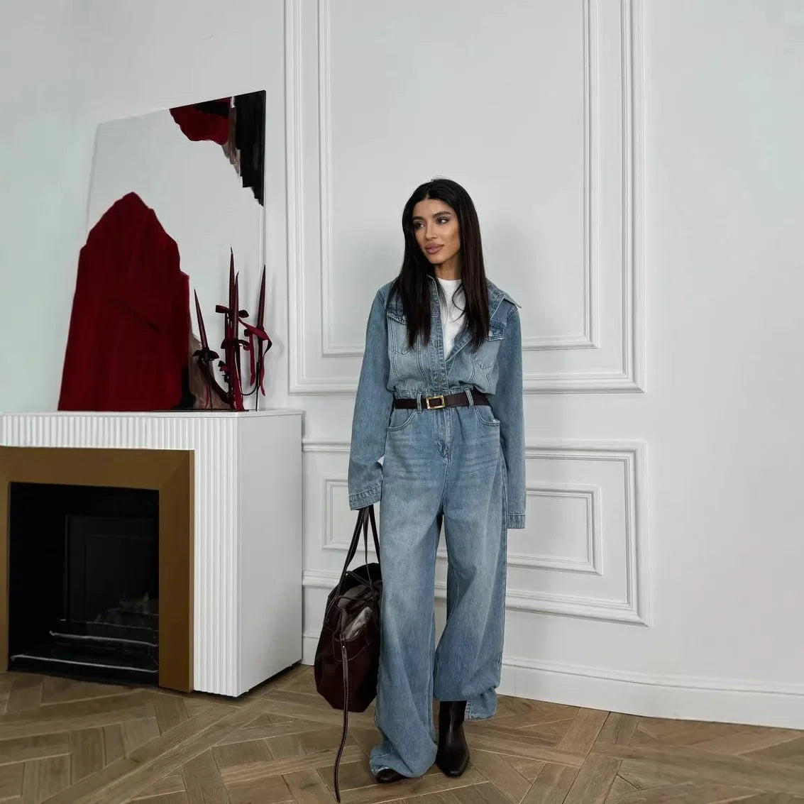 Mono Mujer Denim Retro Primavera - Jumpsuit Casual Suelto High-End