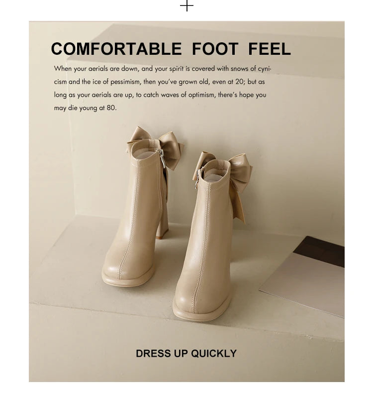 Botas Tobillo Mujer Plataforma Tacón - Lazo Trasero Calcetín Otoño Punk