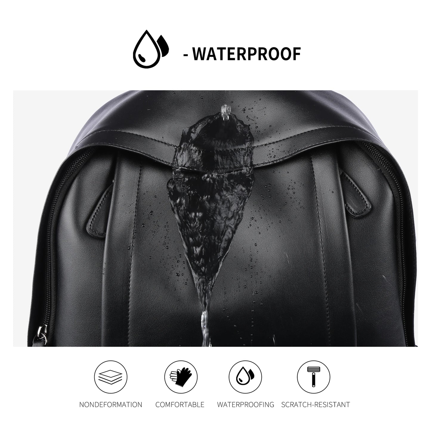 Mochila Cuero Hombre Laptop 14 Pulgadas - Viaje Business Puerto USB Resistente al Agua Daypack