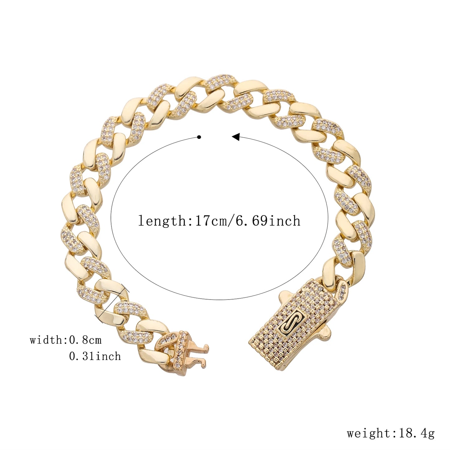 Pulsera Circonita Diamantes Mujer - Chapado Oro 14K Negocios Trendy